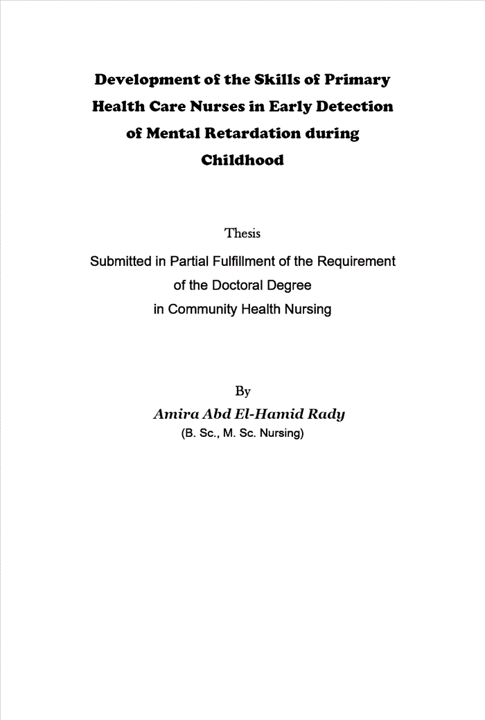 Phd thesis on mental retardation